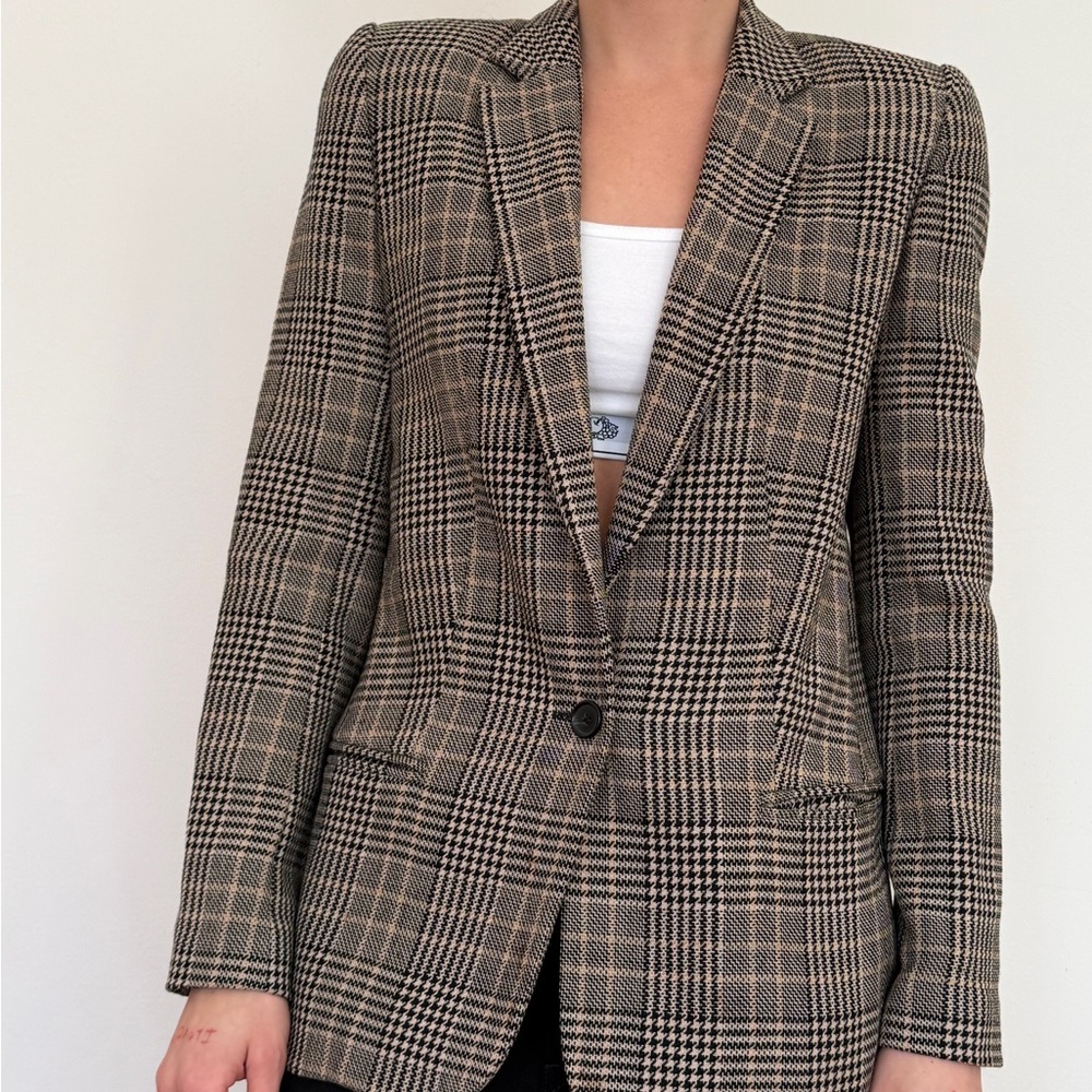 Chloe Checkered Blazer in Brown and Black